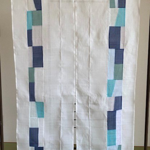 ポジャギの暖簾タペストリー 青 カーテン Mujige むじげ 通販