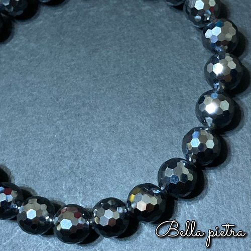 高品質☆128面カット【テラヘルツ鉱石】ブレスレット 8mm 内径 約16cm