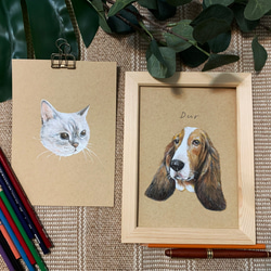 【精細素描畫】寵物客製似顏繪 | 客製畫像 牛皮色美術紙 第1張的照片
