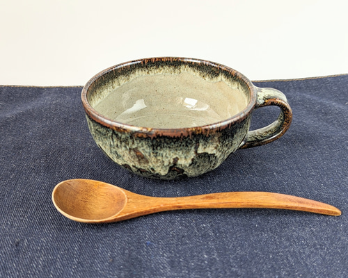 イムサエム 陶器製スープカップ 持ち手付き スープカップ 径14.9cm 陶器製 取っ手付き スープマグ 92087 : アジア