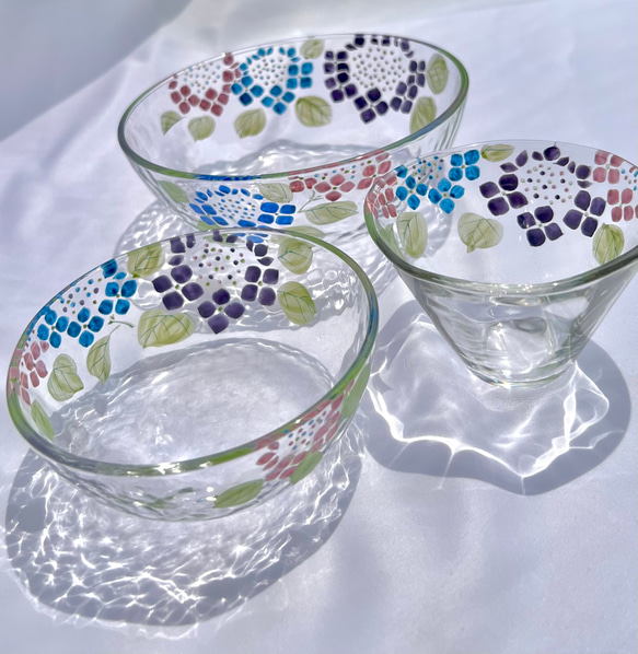 紫陽花　ガラス鉢　中サイズ 7枚目の画像