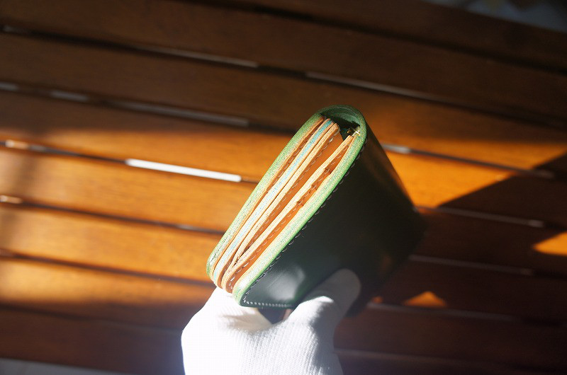 【受注製作】【送料無料】ルガトショルダーのロングウォレット【パロットグリーン】革財布