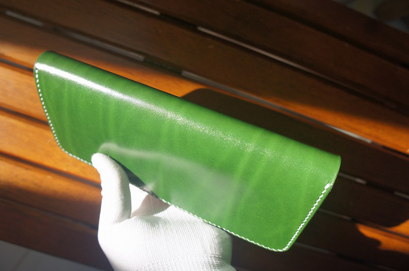 【受注製作】【送料無料】ルガトショルダーのロングウォレット【パロットグリーン】革財布