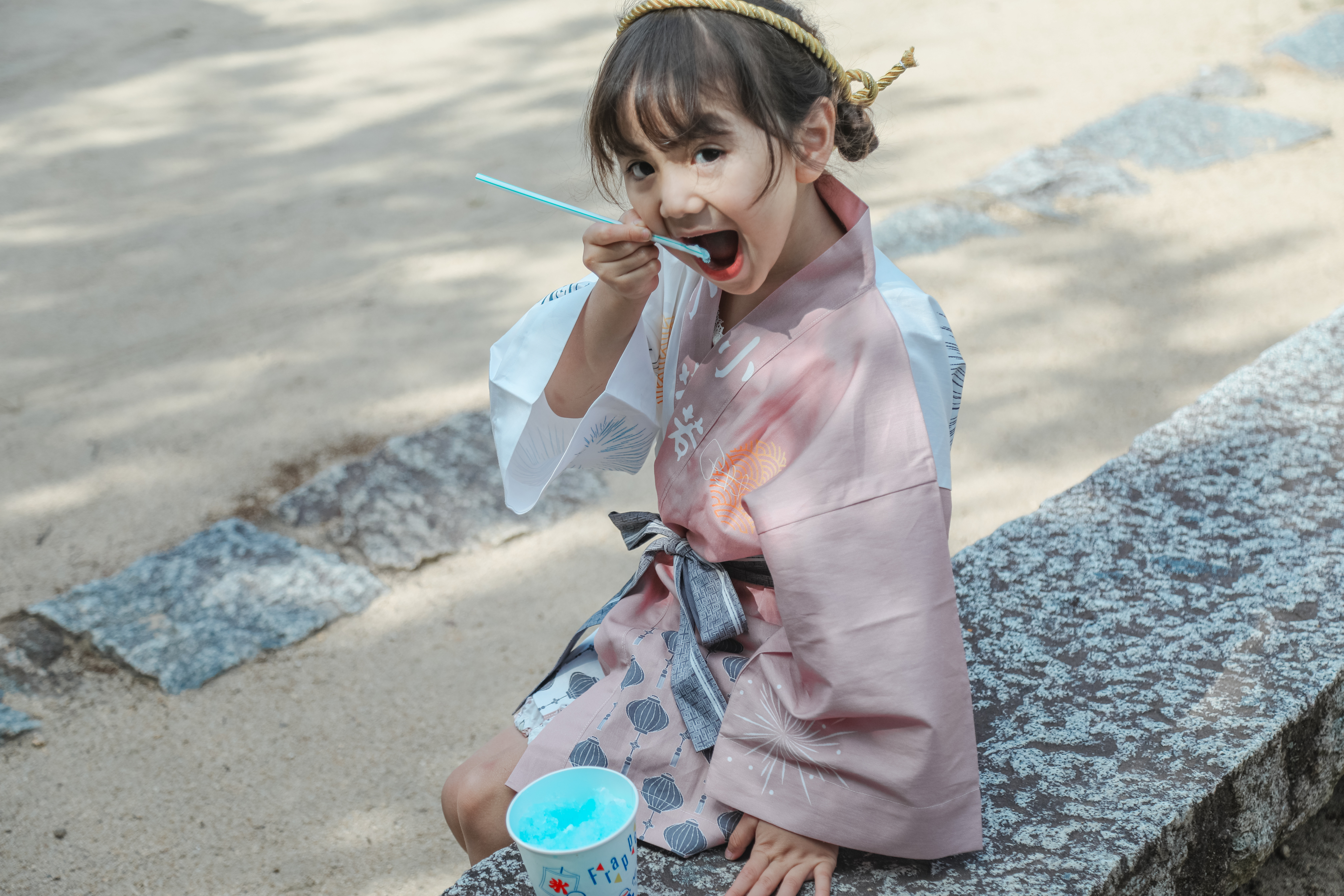 はっぴ きっず べびー『 HAPPiii / PINK 』 法被 子供用 キッズ ベビー ピンク 女の子  甚平｜詳細画像