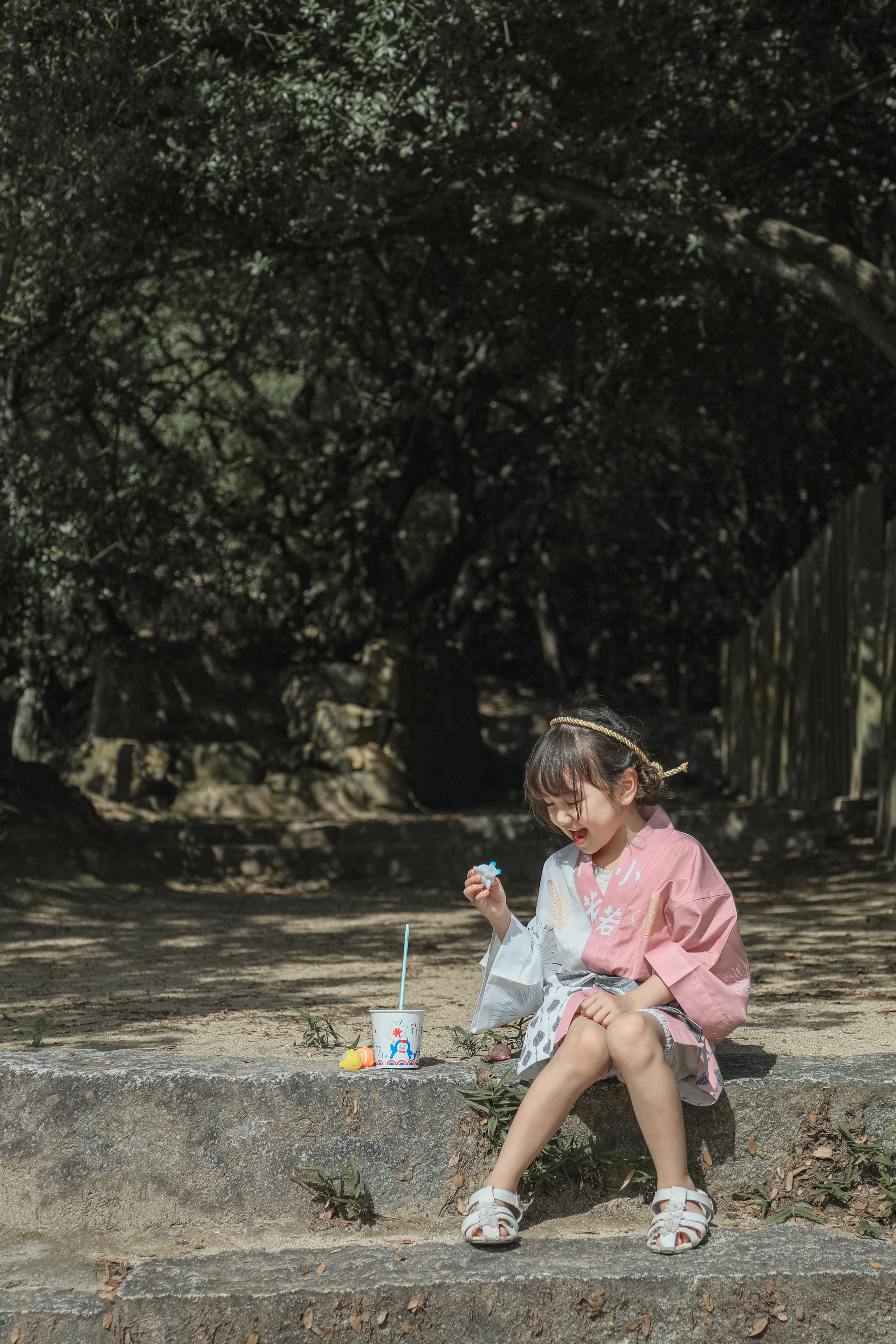 はっぴ きっず べびー『 HAPPiii / PINK 』 法被 子供用 キッズ ベビー ピンク 女の子  甚平｜詳細画像