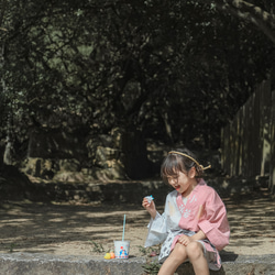 はっぴ きっず べびー『 HAPPiii / PINK 』 法被 子供用 キッズ ベビー ピンク 女の子  甚平 12枚目の画像