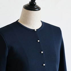 [珍珠羈絆華麗◎]彈性長袖開襟衫[深海軍藍] 第10張的照片