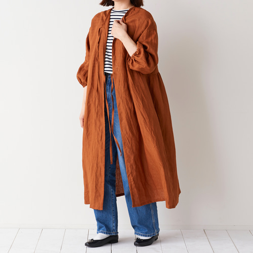 cocca for】 毎日着たい、変化を楽しむ割烹着ワンピース ”リネン100