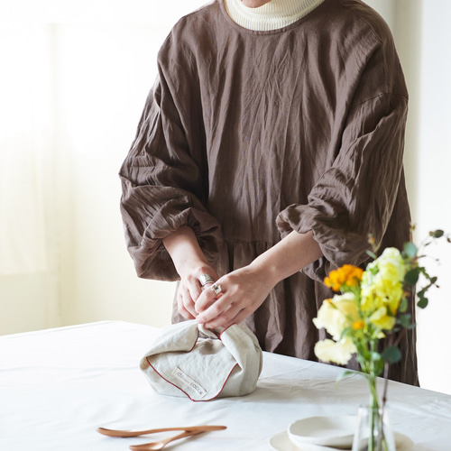 cocca for】 毎日着たい、変化を楽しむ割烹着ワンピース ”リネン100