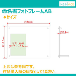 命名書フォトフレームAB(写真:L判-縦、全6色) / お七夜 ニューボーンフォト 内祝い 出産祝い ギフト アクリル 3枚目の画像