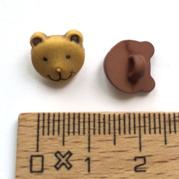 フランス製 ボタン くまさんフェイスS ダークブラウン3個 AH 熊 動物 アニマル  B-2644 3枚目の画像