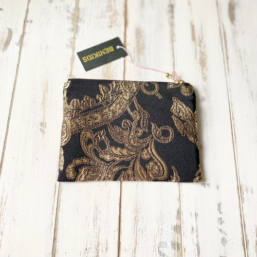 アニマル刺繍ポーチ M26-1957（BEツインキャット /BK