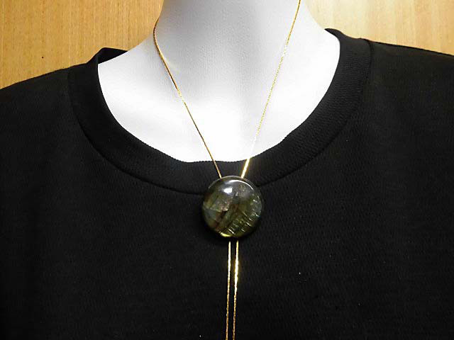 天然石 ラブラドライトループタイ(ロングネックレス)　　230908757