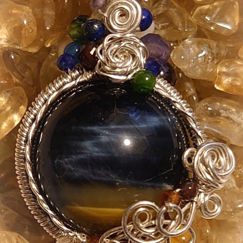 大玉18mm 綺麗なシャトヤンシーのシルバータイガーアイ ワイヤー