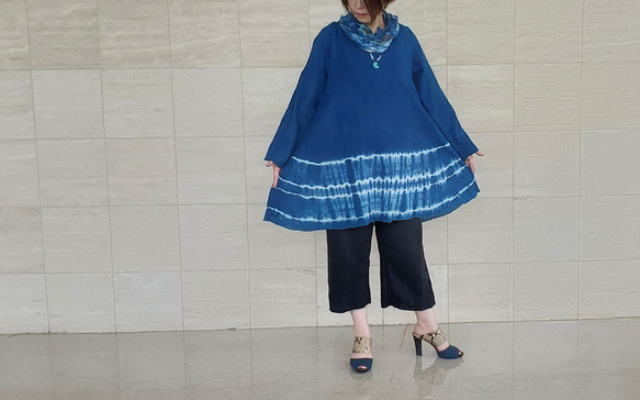 【美品】定価4万円 藍染め BLUE BLUE JAPAN ワンピース BLUE BLUE JAPAN｜ブルーブルージャパン｜インディゴフランネル