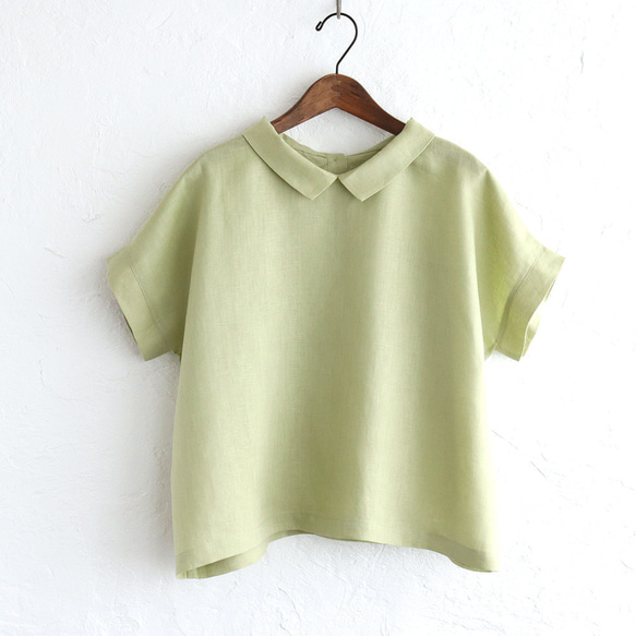 小領亞麻套頭衫（開心果綠）TP23。 第9張的照片