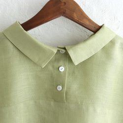 小領亞麻套頭衫（開心果綠）TP23。 第8張的照片