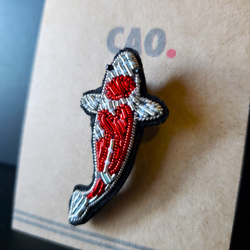 あい】オートクチュールビーズ刺繡 タンブラー・クロワッサンブローチ