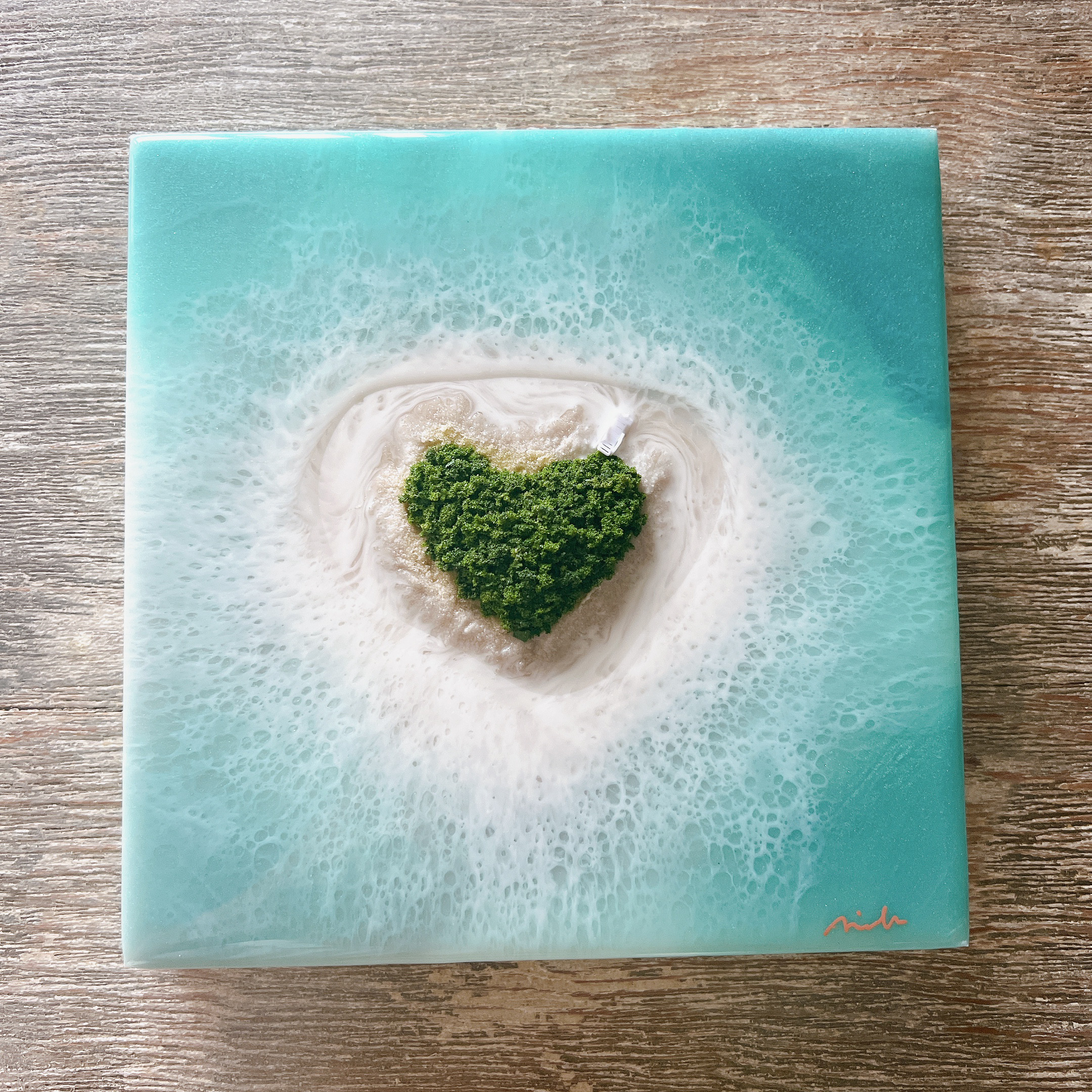 【送料無料】レジンアート海  ”vacation  2023 004” 原画 180×180mm