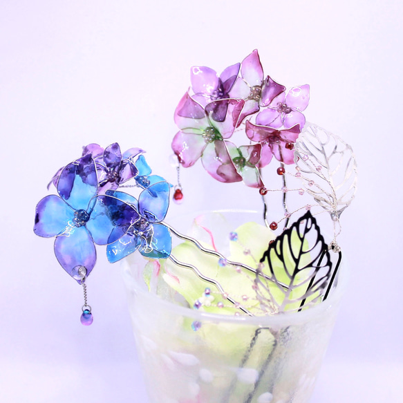 No.118 はみ出る 豪華！紫×金 フラワーピン 