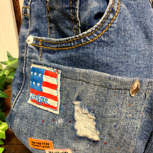 Gパンリメイクトートバッグ（ショルダーストラップ付き）一点物 トート