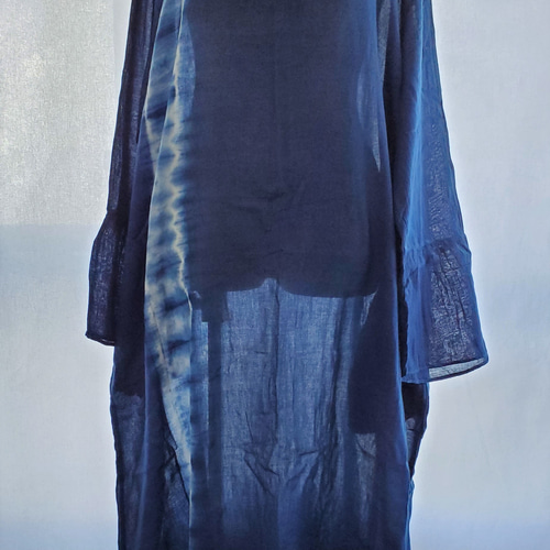 新再入荷 割引中!! 藍染 藍染服 天然藍染 手染め ロングワンピース 2 
