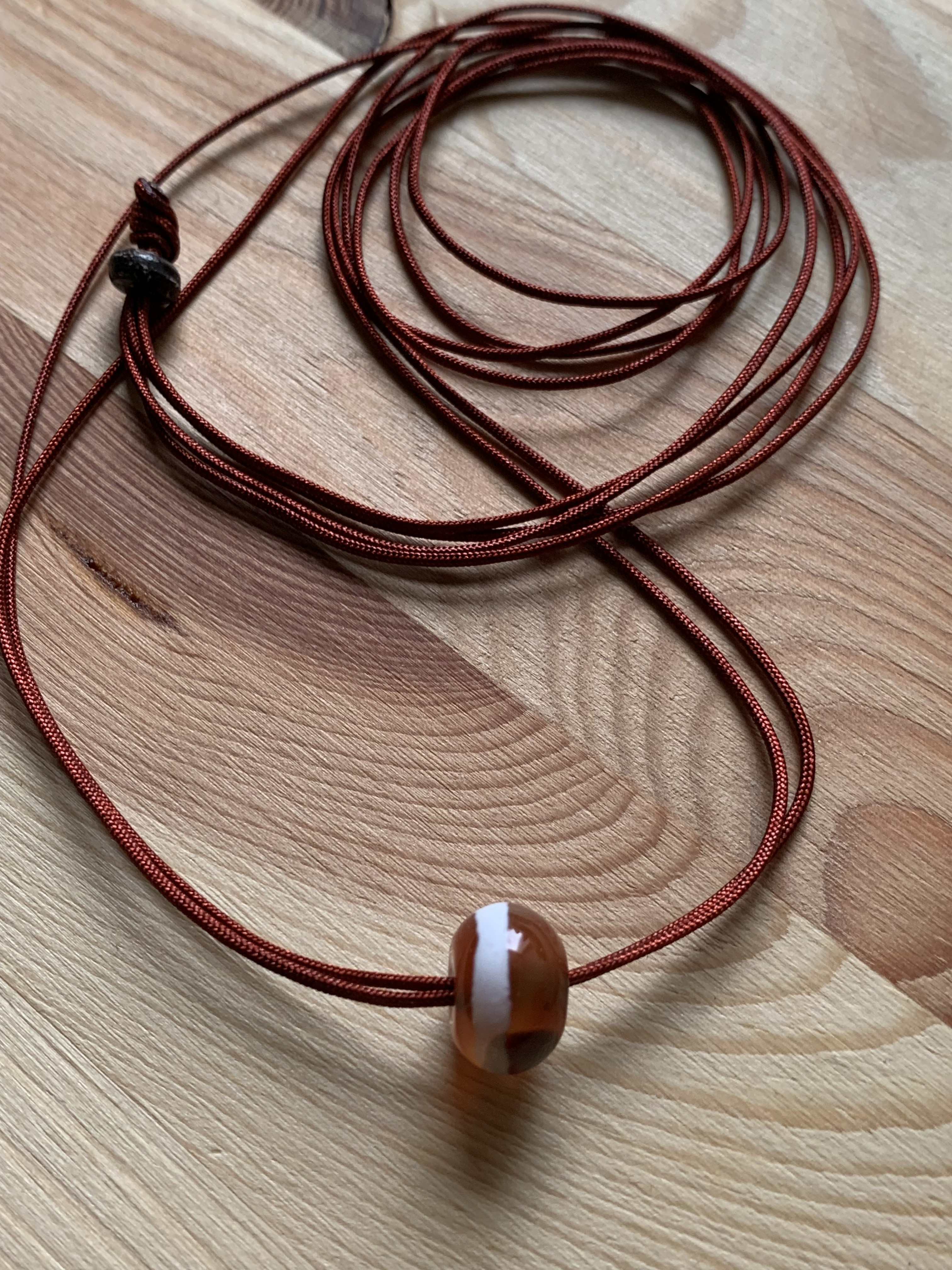 薬師天珠のお紐仕立て無段階調整可能ネックレス お紐長めのネックレス 