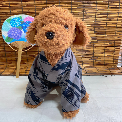 犬の浴衣✨犬用本格本染浴衣 グレー S わんこ浴衣