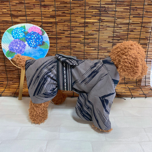 犬の浴衣✨犬用本格本染浴衣 グレー S わんこ浴衣 犬の浴衣✨犬用本格本染浴衣 グレー S わんこ浴衣