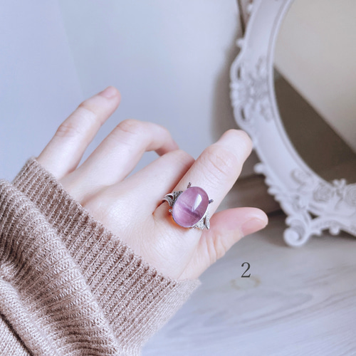 ハンドメイド シルバー クリスタルリング フローライトイン ハンドメイド シルバー クリスタルリング フローライトイン