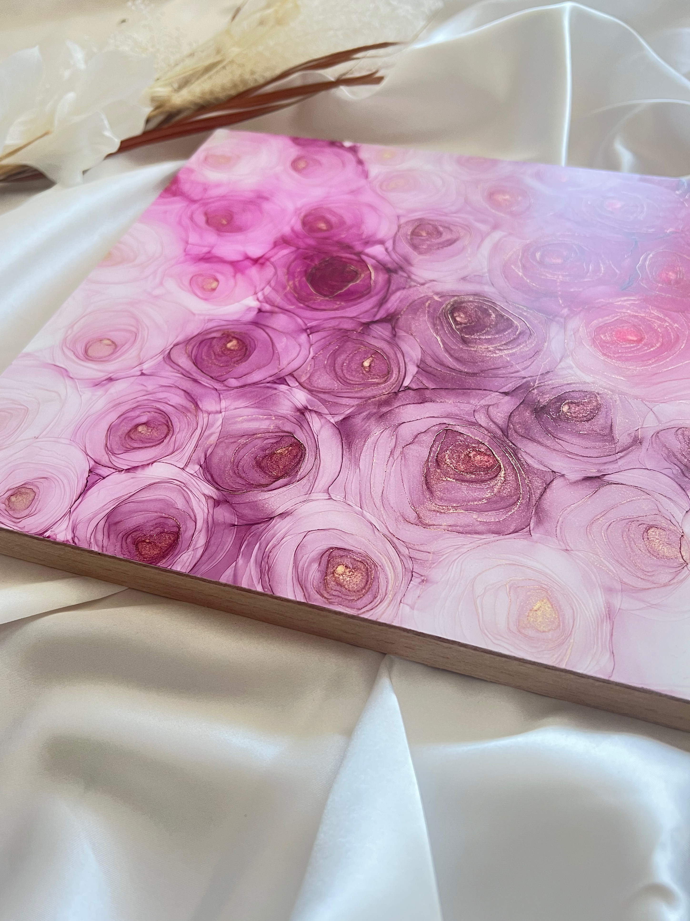 アルコールインクアート パネル S3【世界に一つだけのアート】Rose