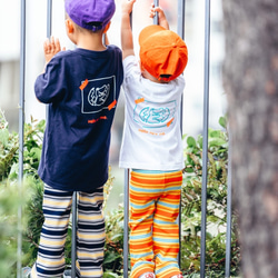 kids border pants【orange】 4枚目の画像