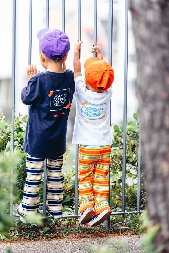 kids border pants【orange】 4枚目の画像