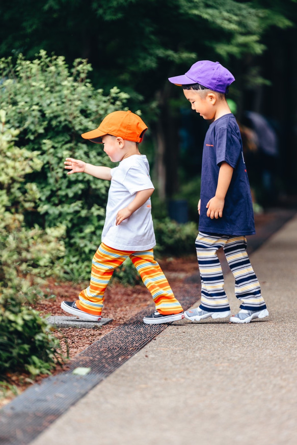 kids border pants【orange】 5枚目の画像