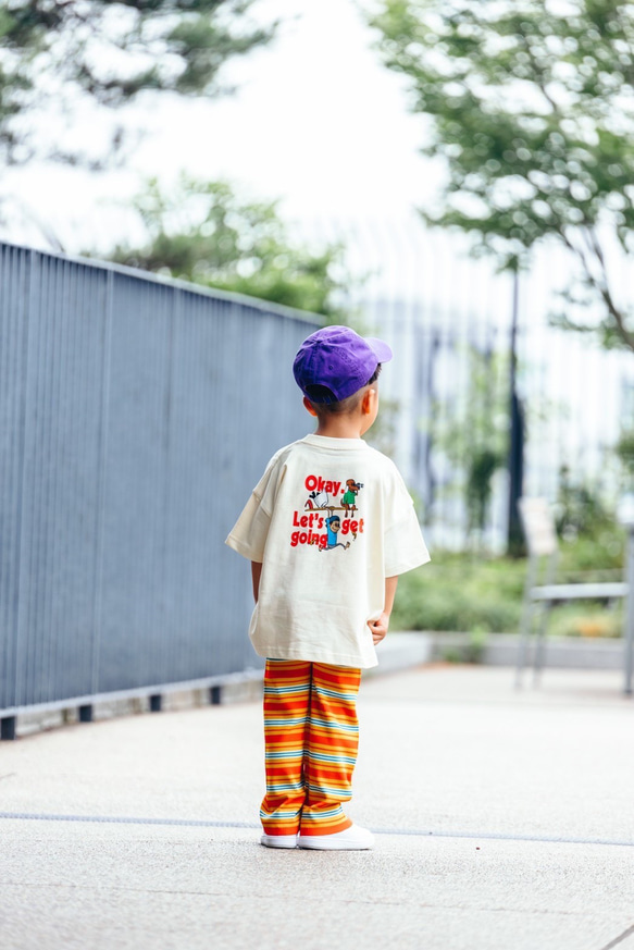 kids border pants【orange】 2枚目の画像