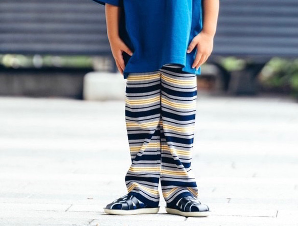 kids border pants【navy】 1枚目の画像