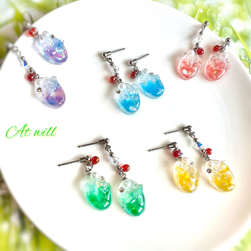 にじいろ♪クリームソーダピアス/究極の金属アレルギー対応ピアス（FDA