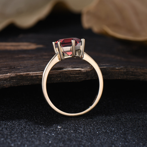 1 月の誕生石天然ガーネット婚約指輪赤い宝石ソリティアリング