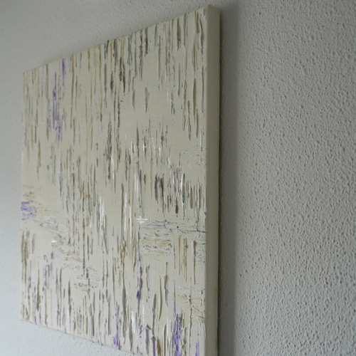 マー　絵画③ first day】S4号(333×333mm) ラベンダー パープル 現代アート
