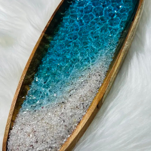 レジンアートオーシャンアート キラキラ波紋 沖縄 海15cmx30cm×2cm