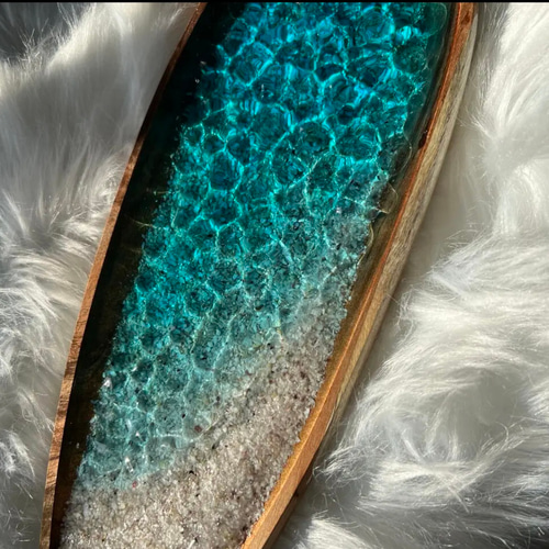 海のトレイ 小物入れ 波紋 波 海 キラキラ ブルーオーシャン エポキシ