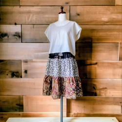 アニマル柄×和柄×ペーズリー柄　三段ティアードスカート 5枚目の画像
