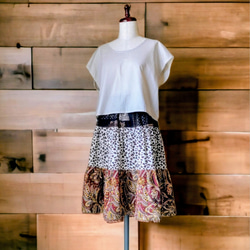 アニマル柄×和柄×ペーズリー柄　三段ティアードスカート 3枚目の画像
