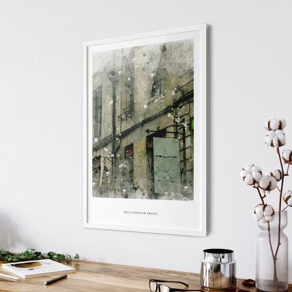 【フランス オンフルールの町並み　水彩画】インテリア アートポスター Étape18 7枚目の画像