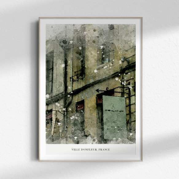 【フランス オンフルールの町並み　水彩画】インテリア アートポスター Étape18 1枚目の画像
