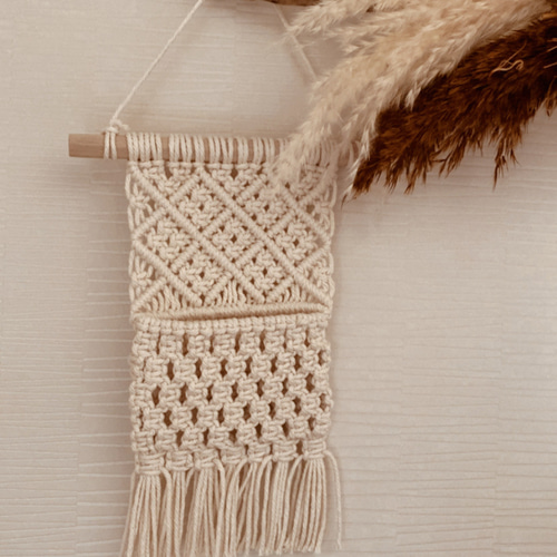 マクラメウォールポケット 壁掛けラック・ウォールシェルフ macrame 