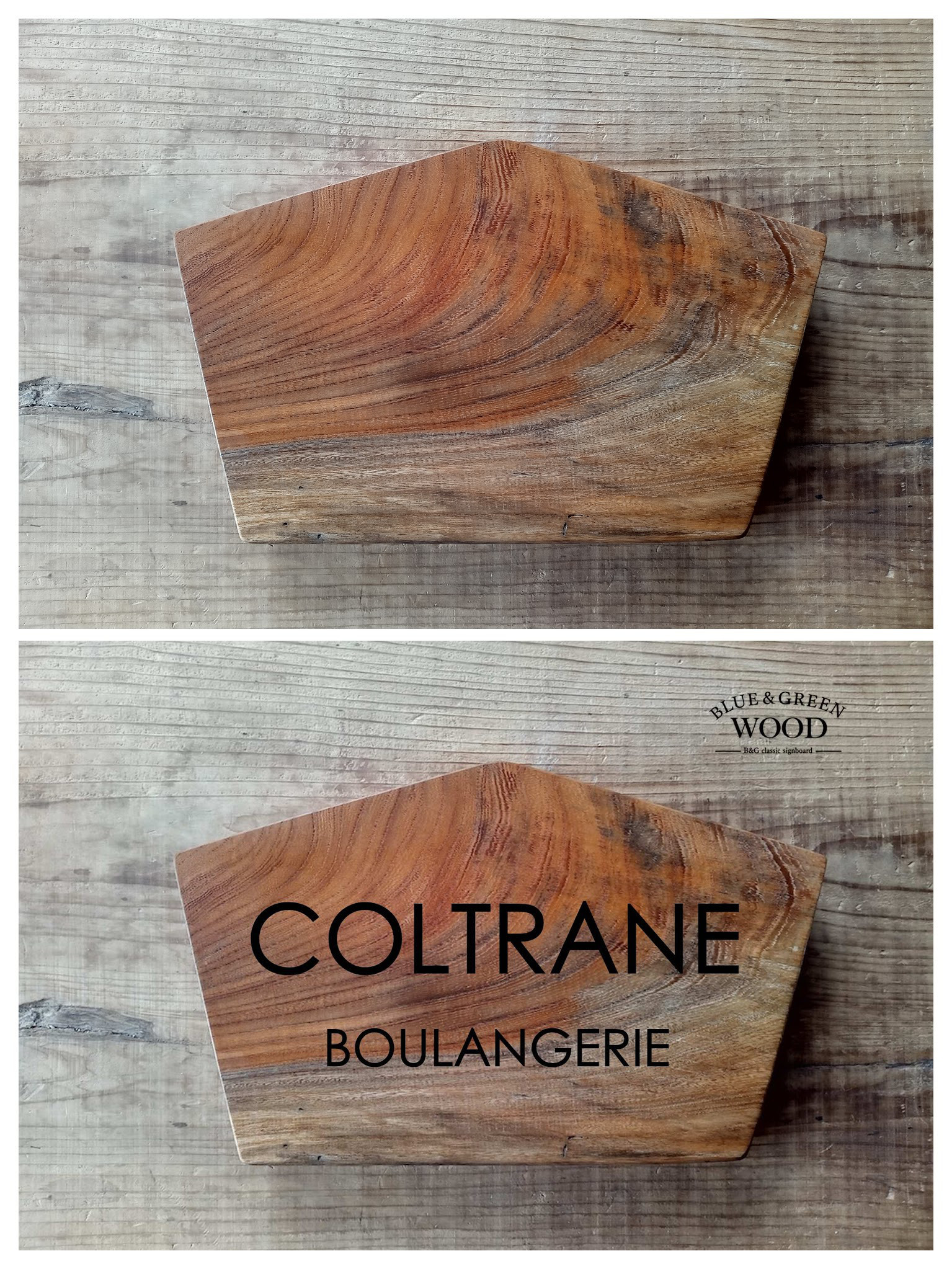 【木製看板製作】 一枚板 欅 20cm×33cm / 無垢 ５角