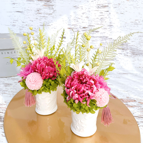 仏花 プリザーブドフラワーアレジメント2個セット お供え用 おお