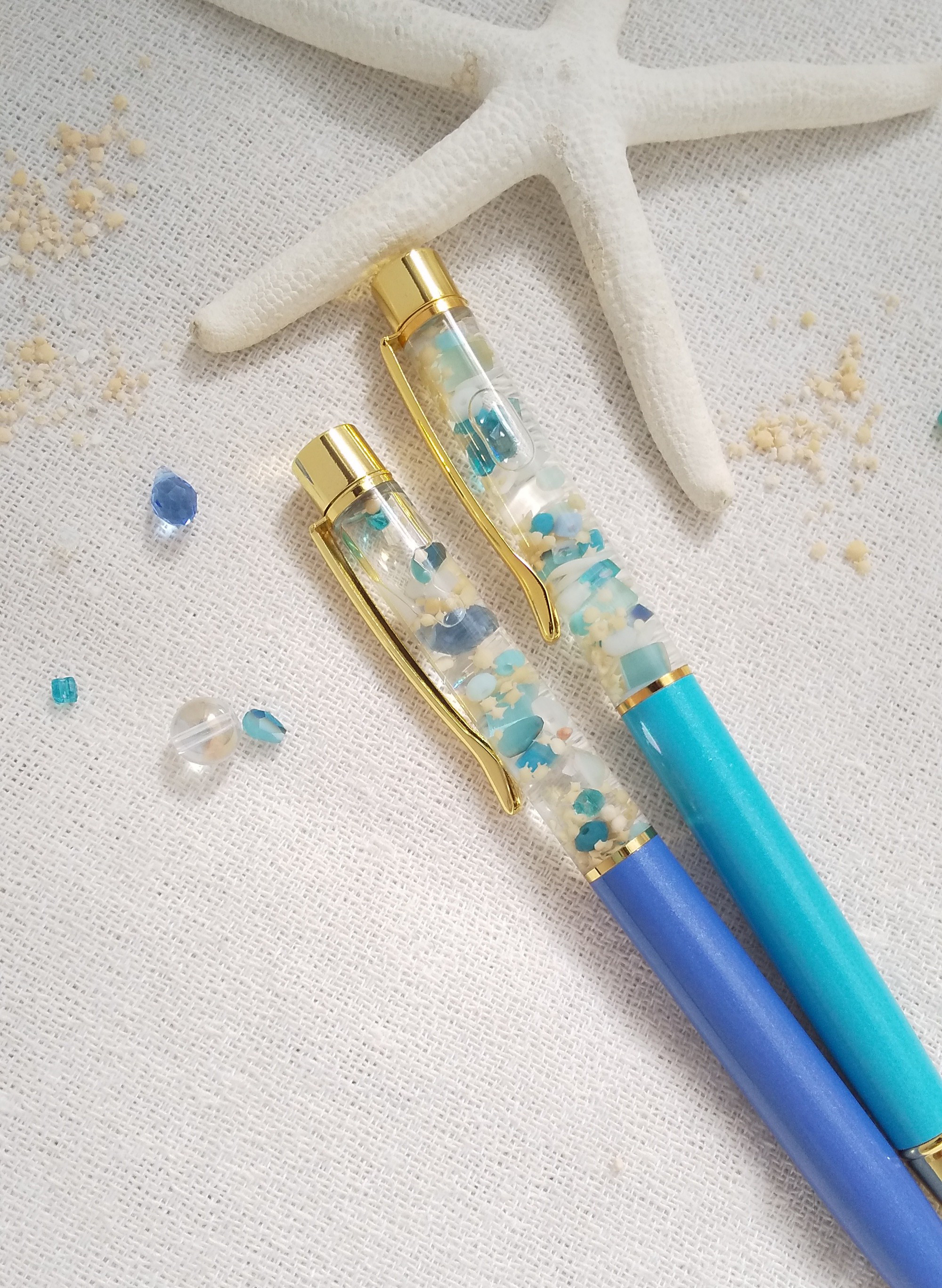 ピアス 青 ブルー 海 水色 夏 祭り パール ハーバリウム ガラスドーム