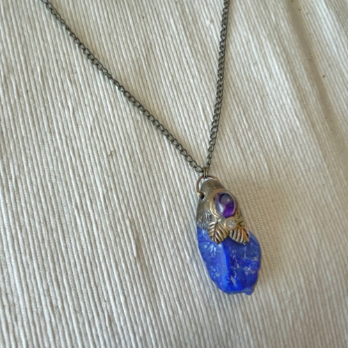 ラピスラズリxアメジスト】冒険者のお守りペンダント ネックレス